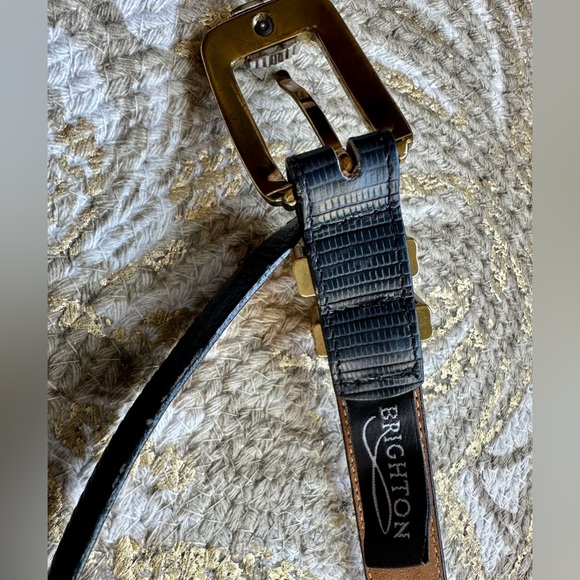 Y2K Brighton Classics Leather Belt M/30 4B614 Blue -gold & silver buckle - Picture 3 of 8